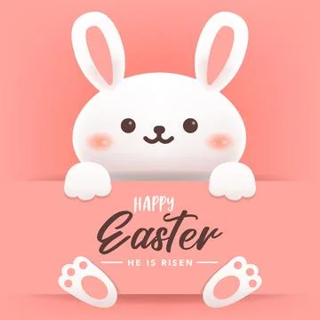 Happy Easter Greeting Card with Rabbit Illustration Stock Illustration