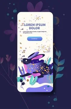 Happy Easter greeting card with rabbit and eggs spring holiday celebration card Stock Illustration