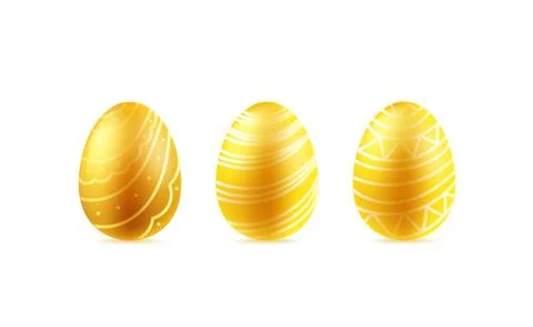 Happy Easter greeting card template. Golden eggs on bright background Stock Illustration
