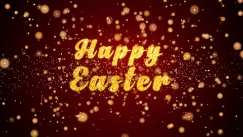 Happy Easter Greeting card text shiny particles for celebration,festival. Stock Footage 91594435