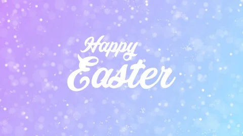 Happy Easter Greeting card text with beautiful snow and stars particles Stock Footage 98368492