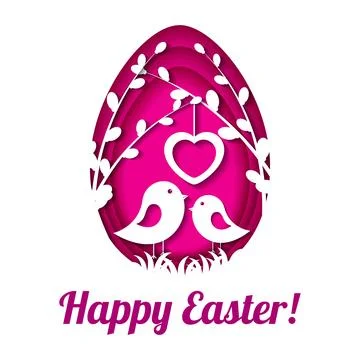 Happy Easter greeting card. Traditional Easter egg with beautiful ornament in Stock Illustration