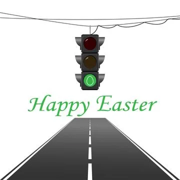 Happy Easter greeting card. Traffic light, green light with Easter egg. Happy Stock Illustration