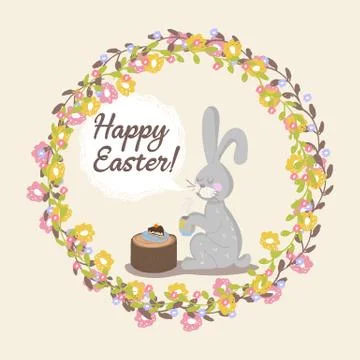 Happy Easter greeting card vector illustration Stock Illustration