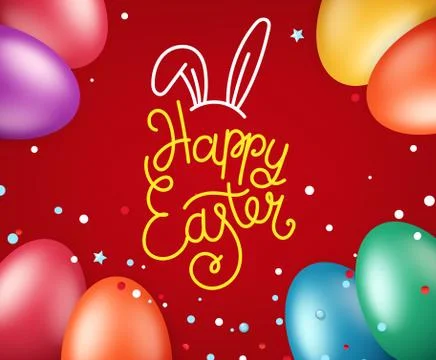 Happy Easter greeting card. Vector illustration with holiday elements Stock Illustration