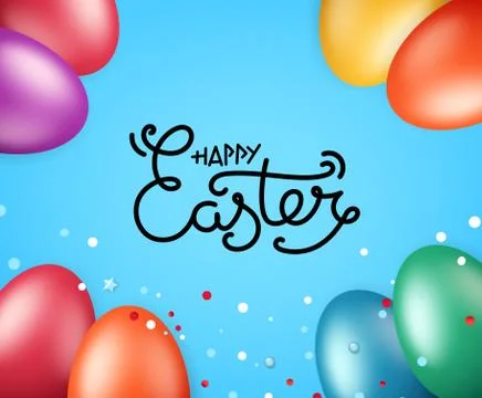 Happy Easter greeting card. Vector illustration with holiday elements Illustrazione stock