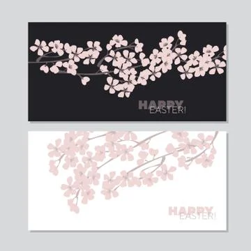 Happy Easter greeting card vector template set Illustrazione stock