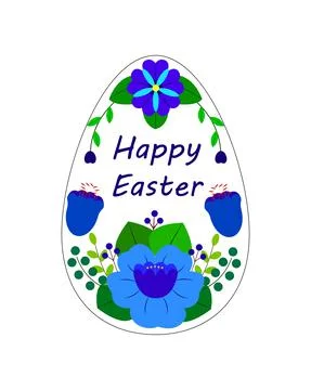 Happy Easter greeting card. Vector illustration of an Easter egg made of blue Stock Illustration