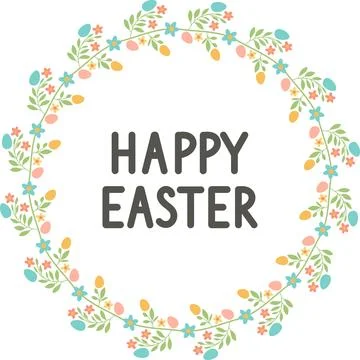 Happy Easter Greeting Card. Vector Design Template for Easter Holiday. Stock Illustration