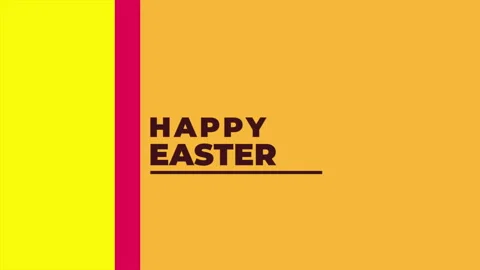 Happy Easter greeting card yellow and pink stripes with red Happy Easter message 動画素材 269006822