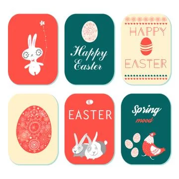 Happy Easter greeting cards set Illustrazione stock