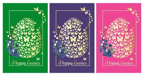 Happy Easter. Greeting cards set with easter egg Stock Illustration