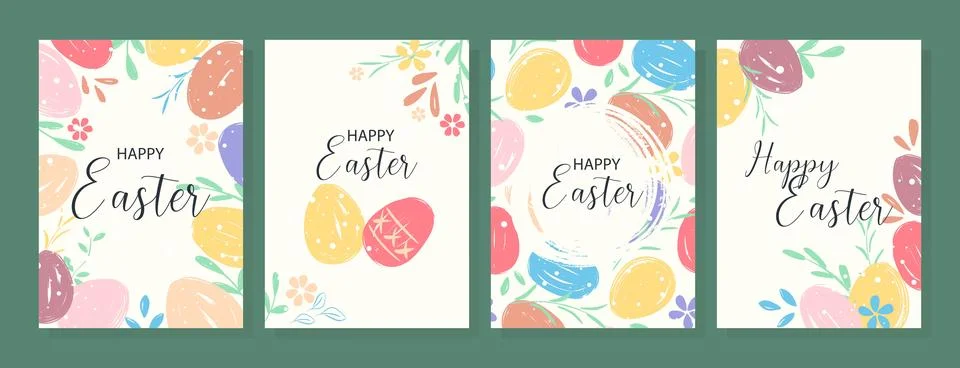Happy Easter greeting cards set イラスト素材
