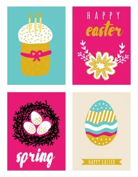 Happy easter greeting cards template Stock Illustration