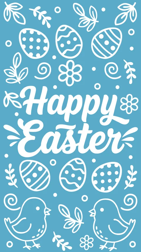 Happy Easter Greeting with Eggs and Spring Doodles Background 스톡 동영상 331609558