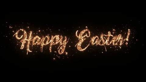 Happy Easter greeting text isolated on black Stock Footage 84913813