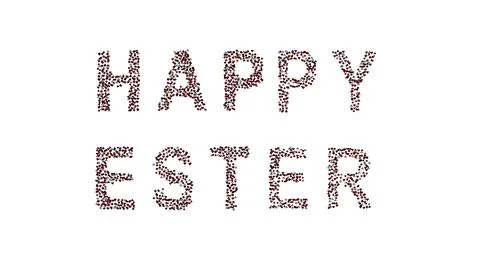 Happy Easter Greeting Text Made From Playing Card Suit Symbols Isolated On W Stock Illustration