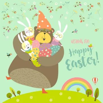 Happy Easter greeting vector illustration Stock Illustration