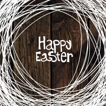 Happy Easter Greeting with Wooden Background Illustration