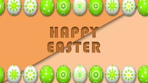 Happy easter greetings on dark and light orenge colour background with fram.. Stock Footage 306078318