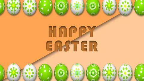 Happy easter greetings on dark and light orenge colour background with fram.. Stock Illustration