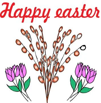Happy EASTER GREETINGS, Easter cake, Easter bunny, Easter basket, Easter krashen Illustrazione stock