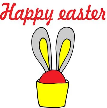 Happy EASTER GREETINGS, Easter cake, Easter bunny, Easter basket, Easter krashen Stock Illustration