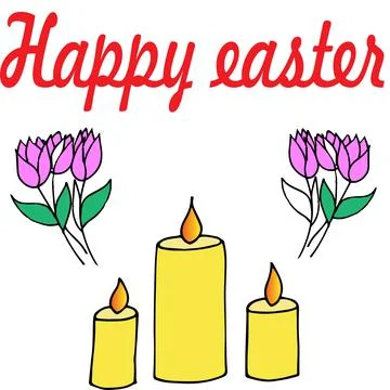 Happy EASTER GREETINGS, Easter cake, Easter bunny, Easter basket, Easter krashen Stock Illustration