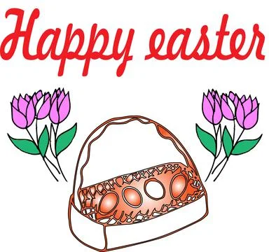 Happy EASTER GREETINGS, Easter cake, Easter bunny, Easter basket, Easter krashen Illustrazione stock
