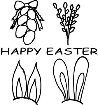Happy ,EASTER, GREETINGS, Easter ,cake, Easter ,bunny, Easter, basket, Easter, k Illustrazione stock