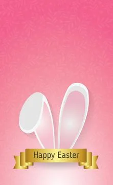Happy Easter greetings, rabbit ears, ornament background - Vector Illustrazione stock