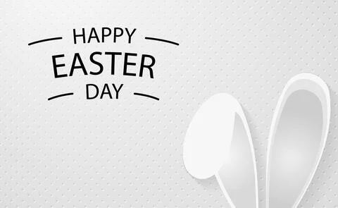 Happy Easter greetings, rabbit ears, perforated background - Vector Illustrazione stock