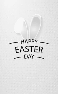 Happy Easter greetings, rabbit ears, perforated background - Vector 스톡 일러스트