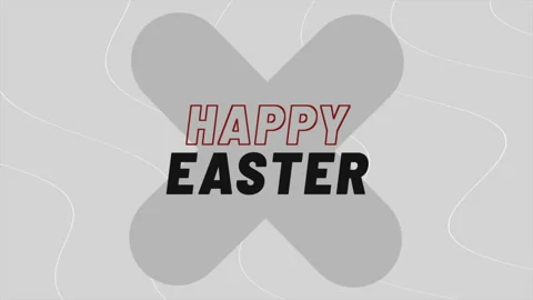 Happy Easter with grey cross on waves pattern Stock Footage 168087950