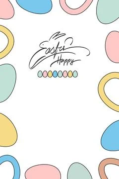 Happy Easter. Hand drawn elegant modern vector calligraphy. Inscription in the Stock Illustration