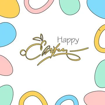 Happy Easter. Hand drawn elegant modern vector calligraphy. Inscription in the Stock Illustration