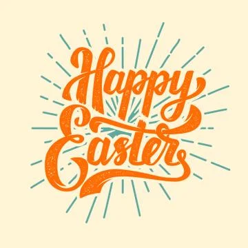 Happy Easter. Hand drawn lettering phrase. Design elements for p Illustrazione stock