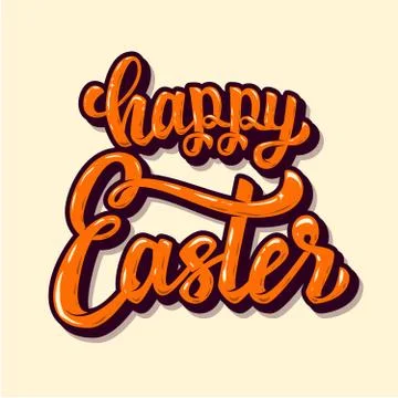 Happy Easter. Hand drawn lettering phrase. Design elements for p 스톡 일러스트