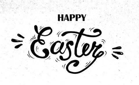 Happy Easter Hand drawn lettering. design for holiday greeting card and Stock Illustration