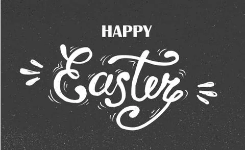 Happy Easter Hand drawn lettering. design for holiday greeting card and Illustrazione stock