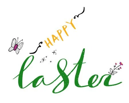 Happy Easter hand drawn lettering. Stock Illustration