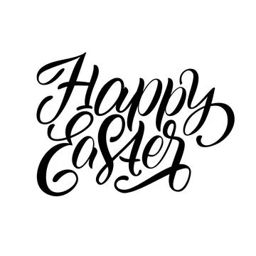 Happy easter hand drawn lettering and calligraphy text. Illustrazione stock