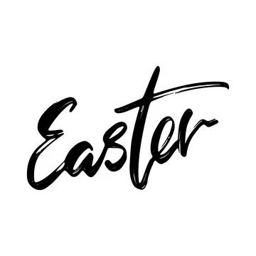 Happy Easter Hand drawn Lettering Design. Easter Greeting Card Handwritten Stock Illustration