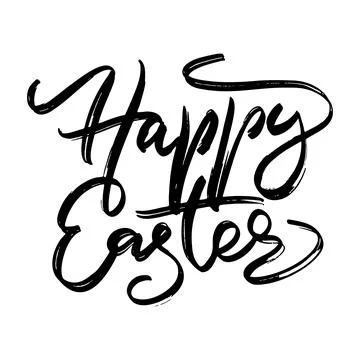 Happy Easter Hand drawn Lettering Design. Easter Greeting Card Handwritten Stock Illustration