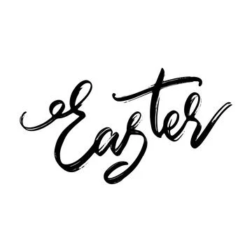 Happy Easter Hand drawn Lettering Design. Easter Greeting Card Handwritten Stock Illustration