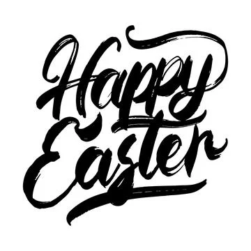 Happy Easter Hand drawn Lettering Design. Easter Greeting Card Handwritten Stock Illustration