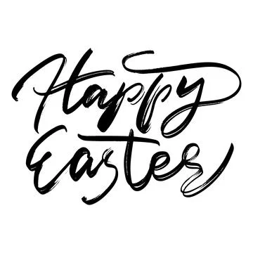 Happy Easter Hand drawn Lettering Design. Easter Greeting Card Handwritten Stock Illustration