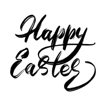 Happy Easter Hand drawn Lettering Design. Easter Greeting Card Handwritten Stock Illustration