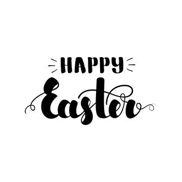 Happy Easter. Hand lettering isolated on white background. Vector illustrat.. Stock Illustration