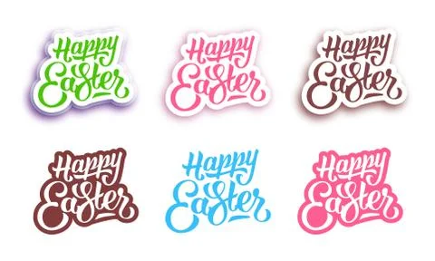 Happy Easter hand lettering labels Stock Illustration